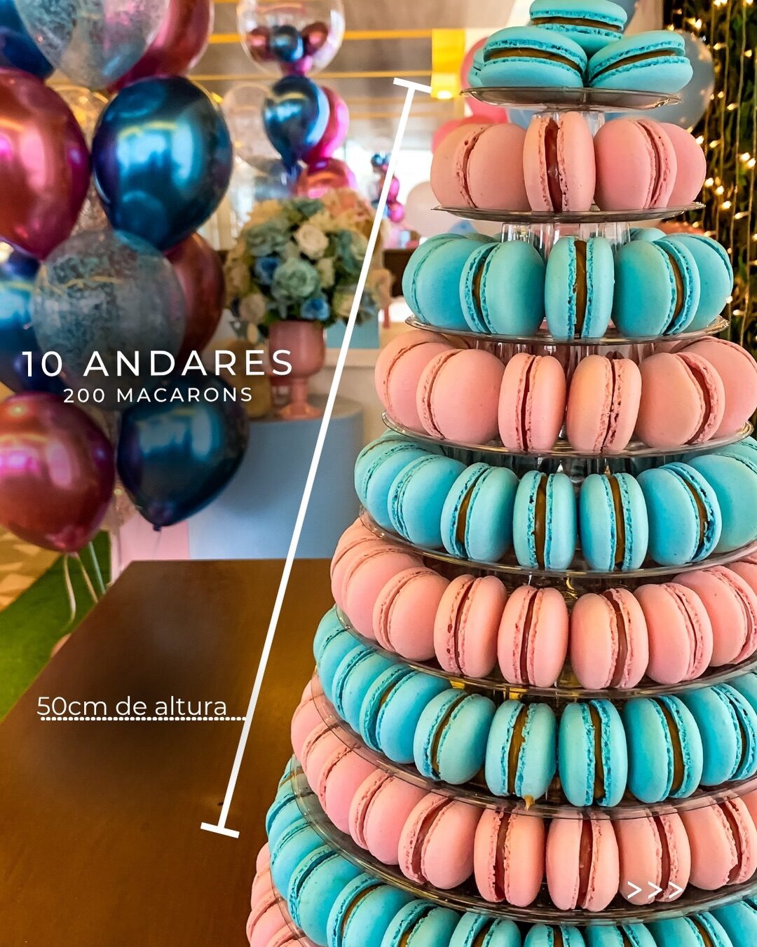 Torre de 10 andares com 200 macarons